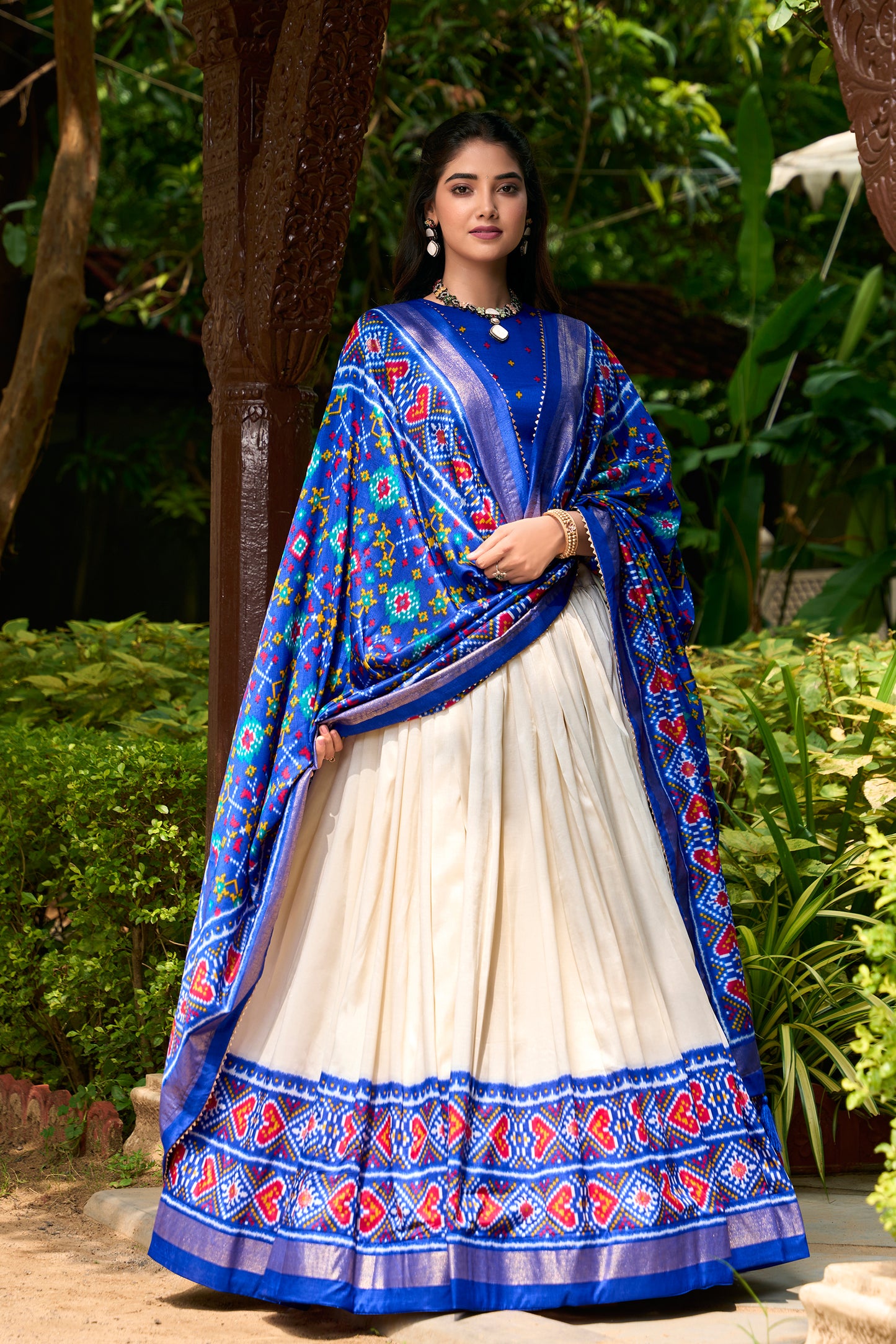 Glamorous Blue Foil Lehenga Choli with Patola Printed Dupatta
