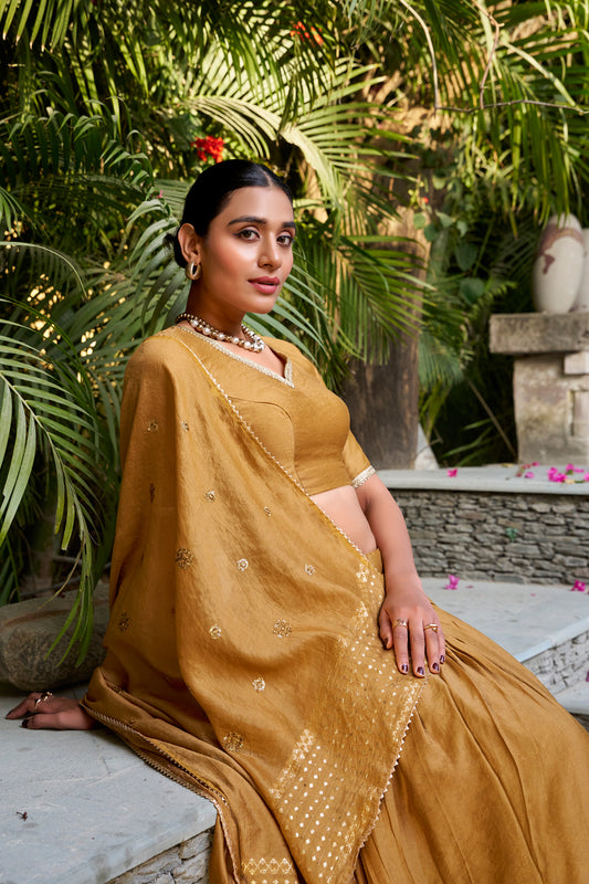 Designer Embroidery Work with Pure Chanderi Fabric Lehenga Choli