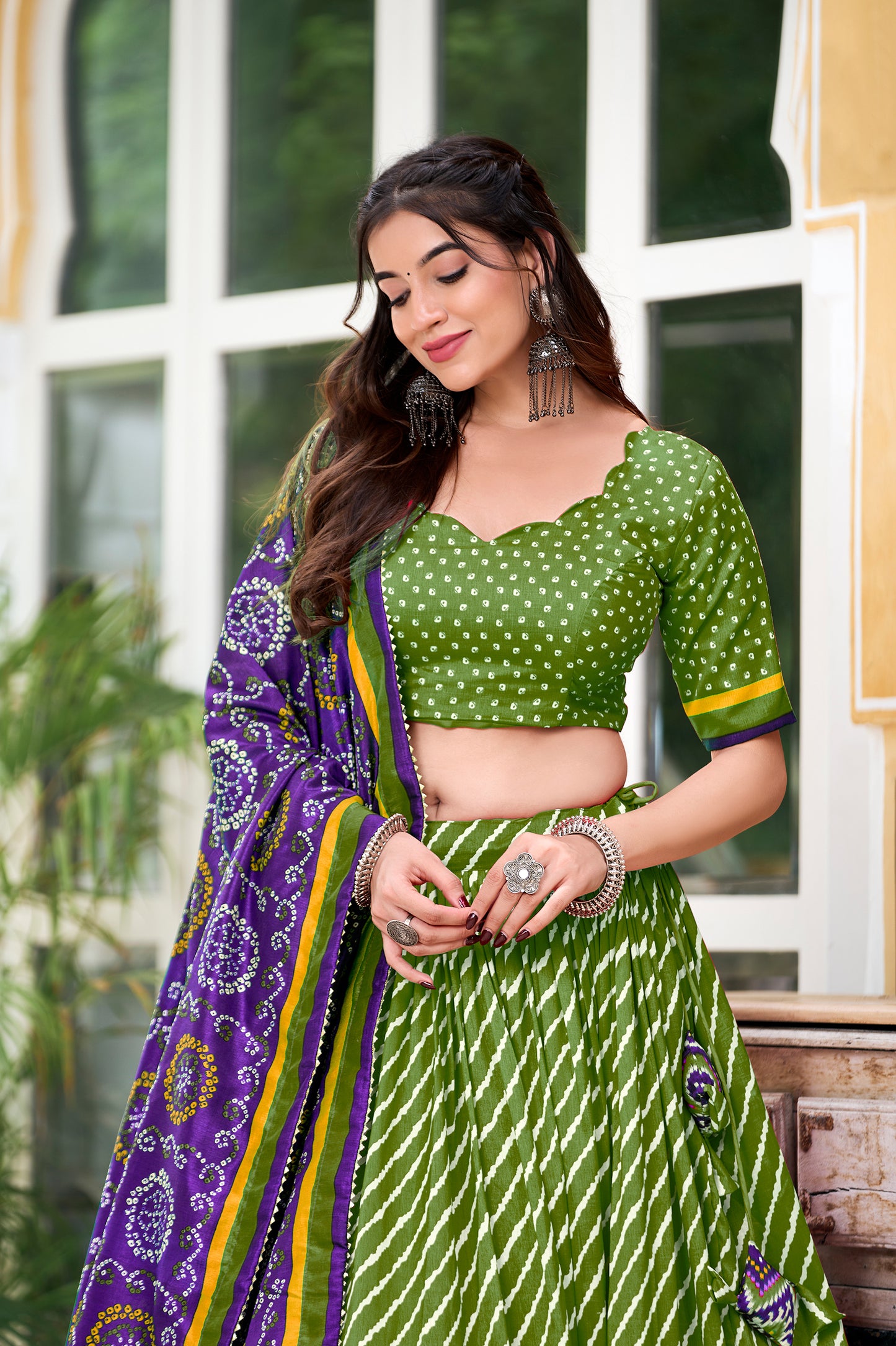Gorgeous Green Color Fabric Outfit Lehenga Choli Dupatta