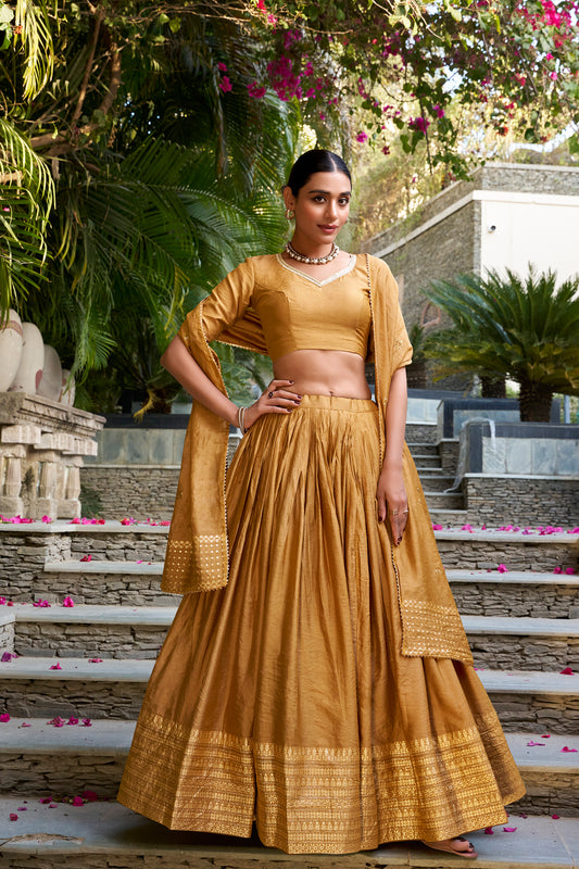 Designer Embroidery Work with Pure Chanderi Fabric Lehenga Choli