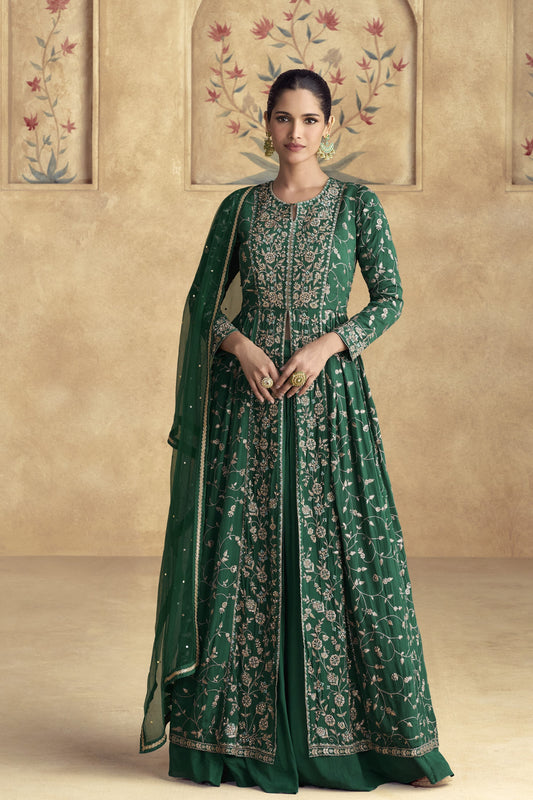 Traditional embroidered lehenga with matching dupatta, perfect for weddings and festive occasions.