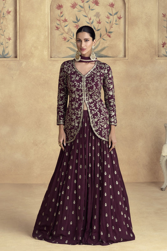Elegant designer lehenga in rich fabric, featuring detailed work for bridal and party wear.