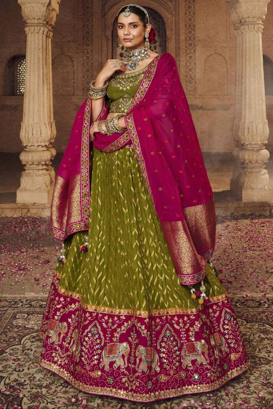 Beautiful Green Color Heavy Embroidery Work Bridesmaid Lehenga Choli