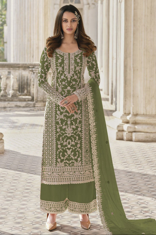 Nikah Wear Wine Color Salwar Kameez Suits Butterfly Net Plazzo Suits