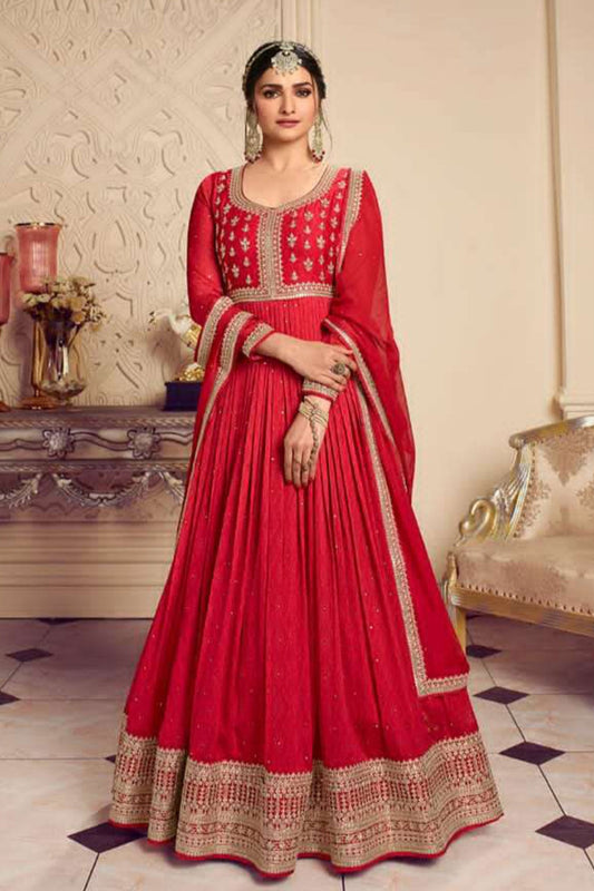 Bollywood Function Party Wear Heavy Embroidery Work Anarkali Gown Suit