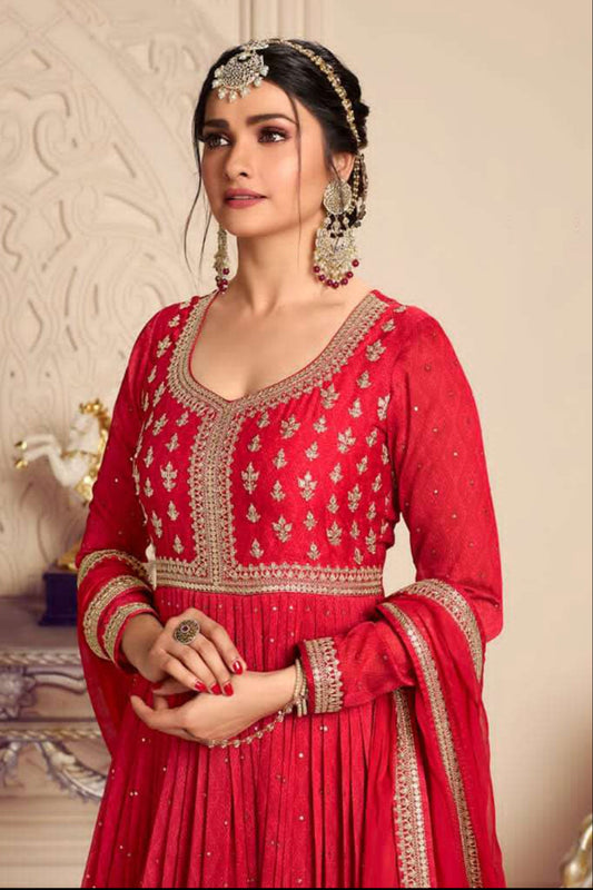 Bollywood Function Party Wear Heavy Embroidery Work Anarkali Gown Suit