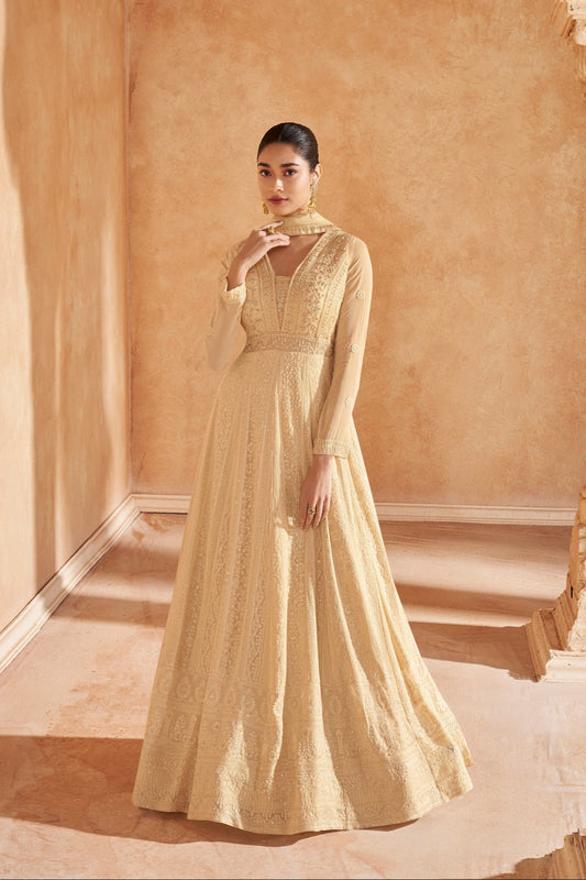 Eid Designer Real Georgette Fabric With Embroidery Work Anarkali Gown Suit