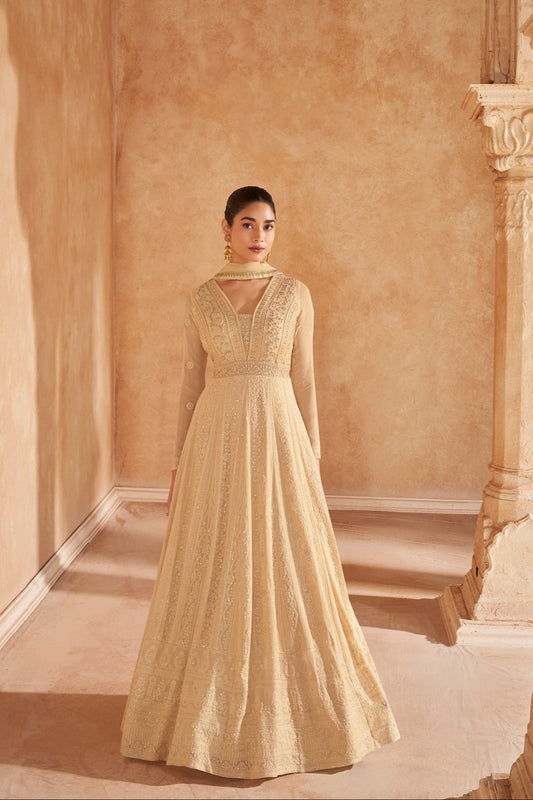 Eid Designer Real Georgette Fabric With Embroidery Work Anarkali Gown Suit