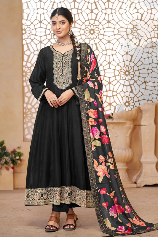 Indian Traditional Ready to Wear Embroidery Worked Anarkali Gown Dress