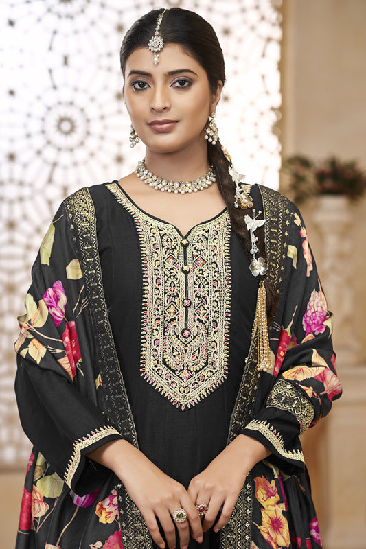 Indian Traditional Ready to Wear Embroidery Worked Anarkali Gown Dress