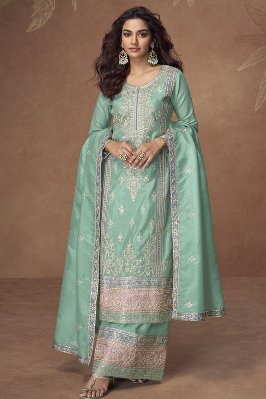 Stylish designer palazzo featuring detailed thread work and a comfortable fit for ethnic occasions.