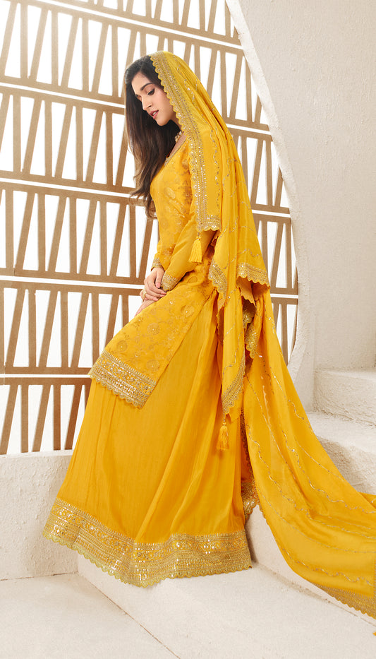 Purple Color Heavy Embroidery Worked Salwar Kameez Plazzo For Wedding