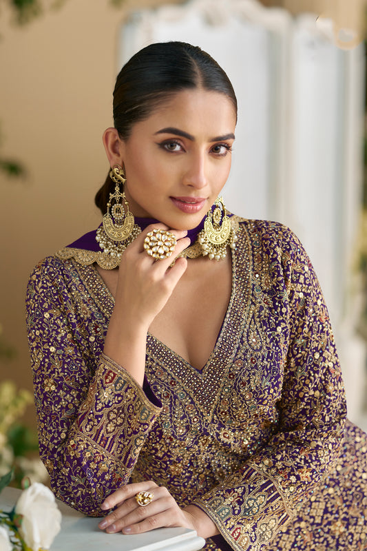 Ethnic Pakistani Attire USA Heavy Embroidery & Sequins Work Party Wear Shalwar Kameez Plazzo Suits