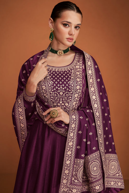 Ethnic Party Wear Stylish Anarkali Dupatta Gown for USA Online Women's