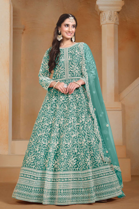 Indian Pakistani Heavy Embroidery Work Stitched Anarkali Gown Suit's