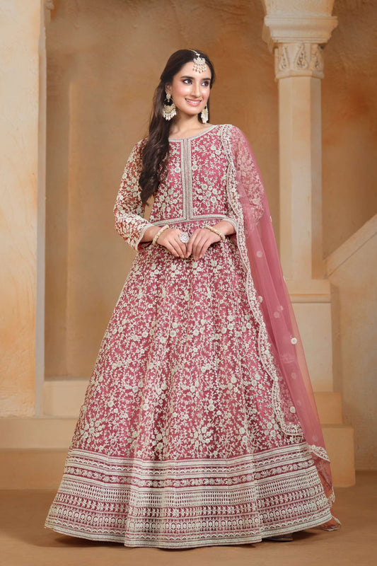 Indian Pakistani Heavy Embroidery Work Stitched Anarkali Gown Suit's