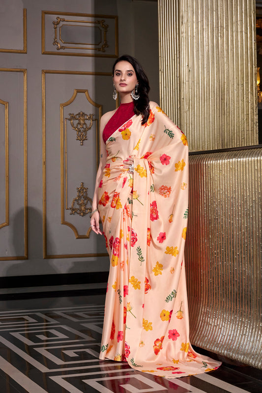 Event Party Wear Saree with Stylish Blouse Indian Women's Silk Fabric Sari