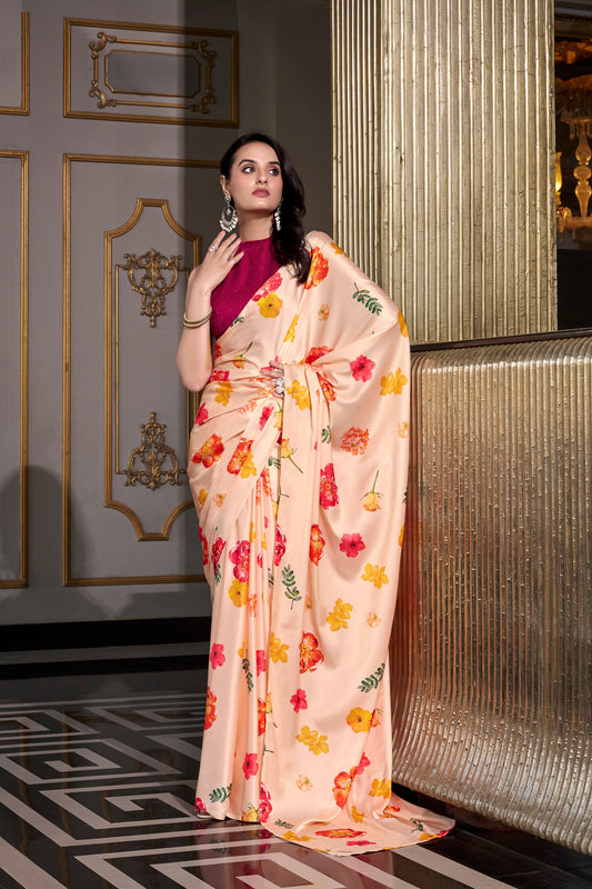 Event Party Wear Saree with Stylish Blouse Indian Women's Silk Fabric Sari