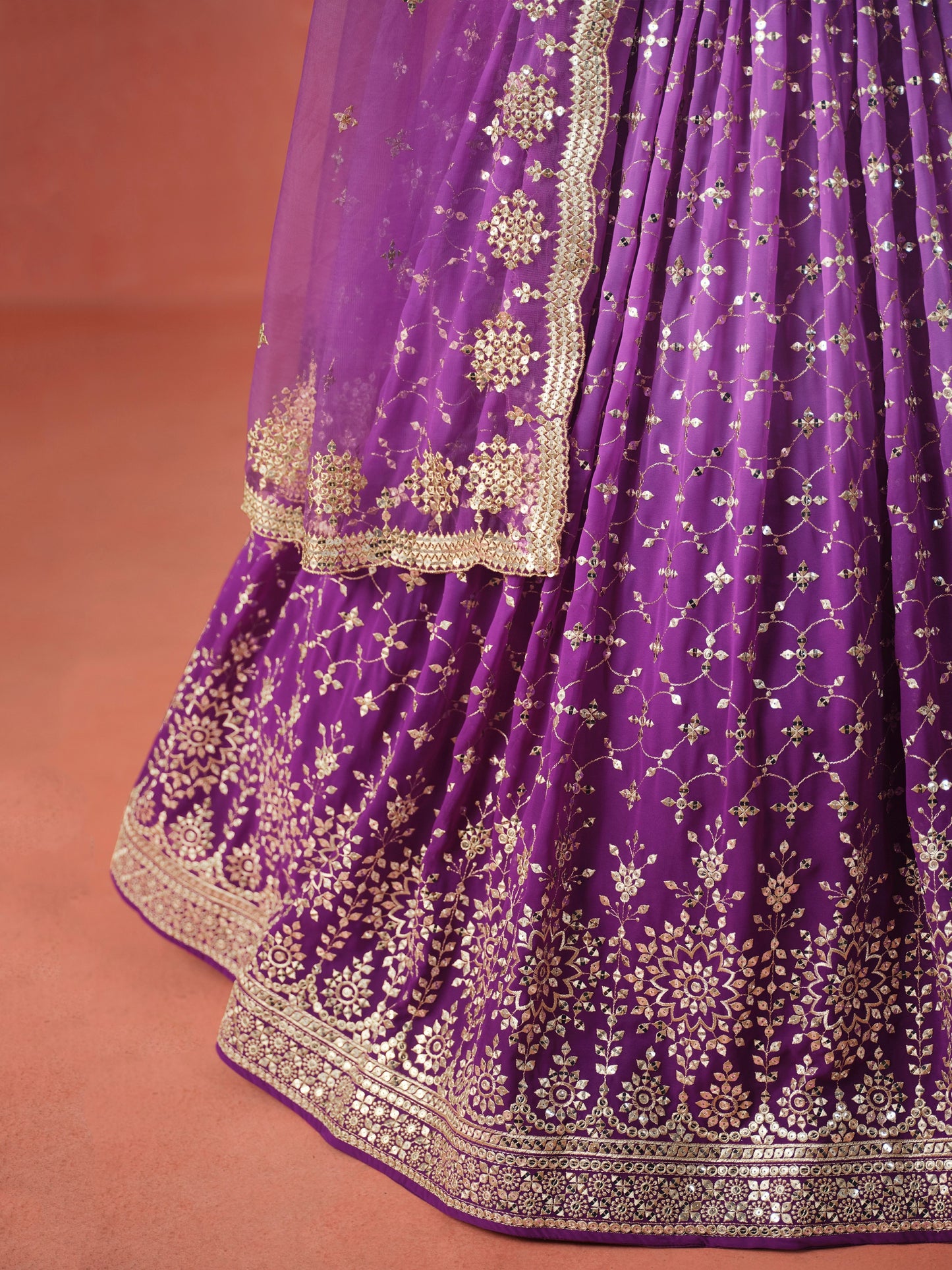 Ready made Lehenga with Blouse and Dupatta Purple Color Embroidery & Sequins Work Wedding Choli