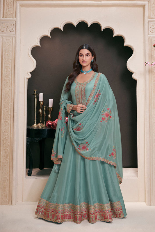 Beautiful Wedding Reception Party Wear Stitched Anarkali Gown