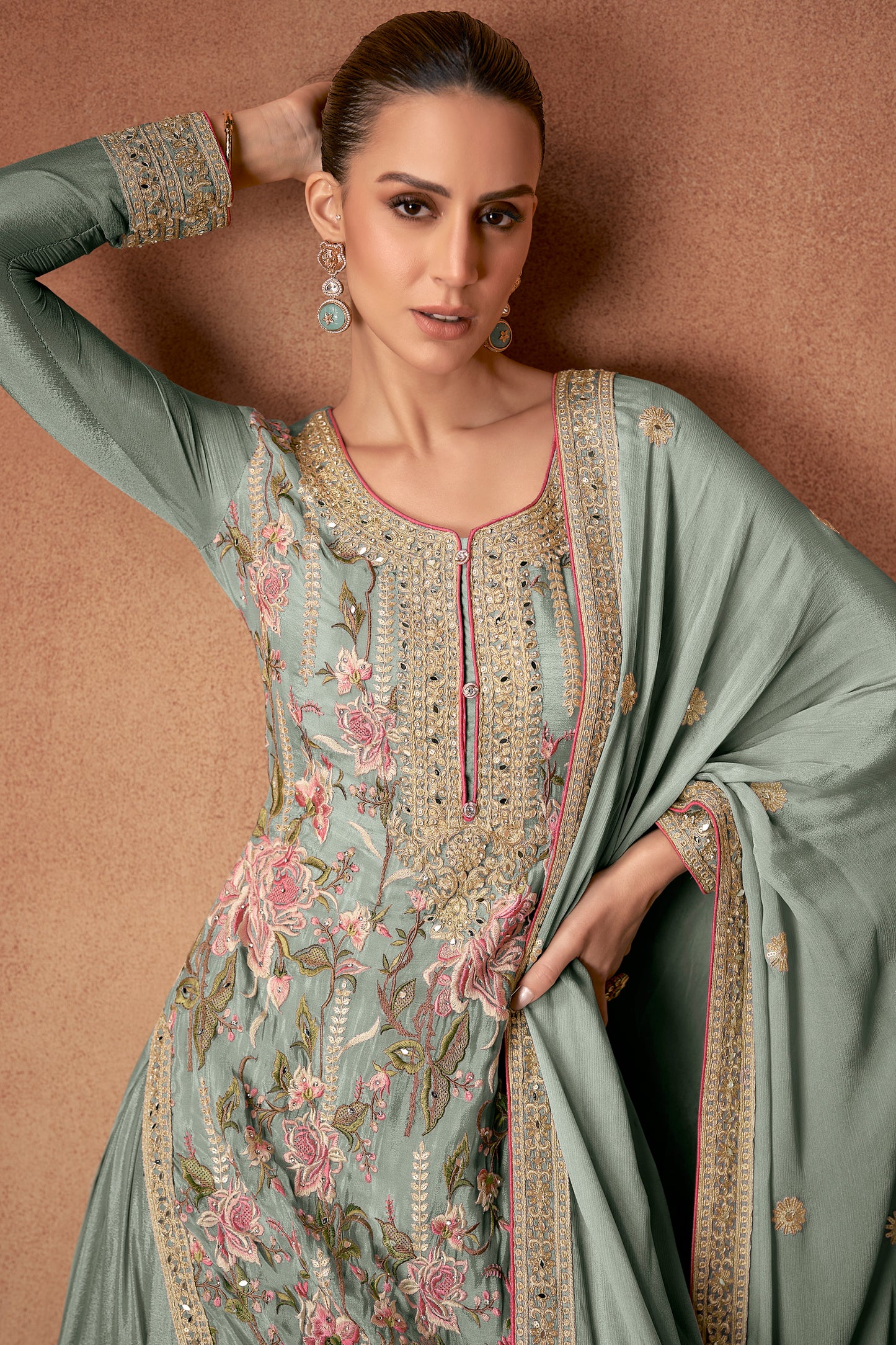 Traditional Wear Stitched Designer Salwar Kameez Sharara Dupatta Suit