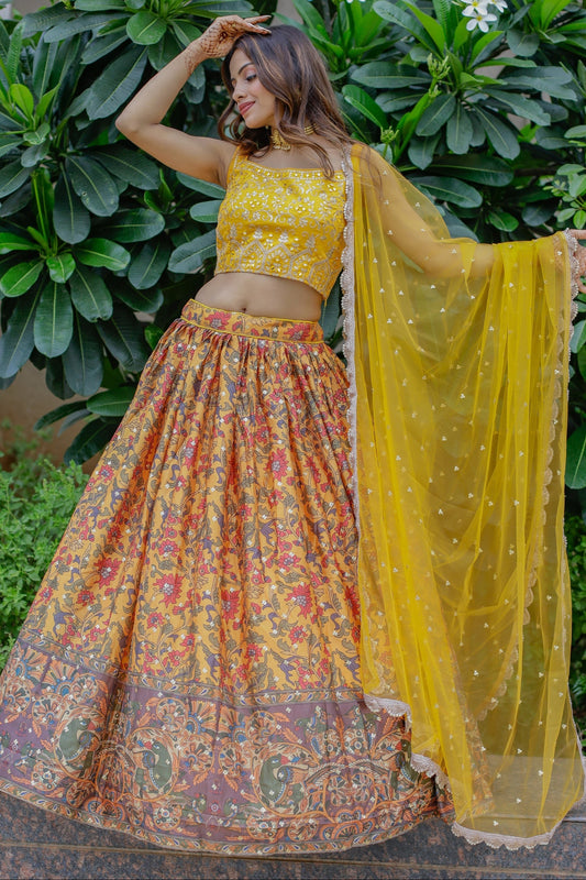 Yellow Color Designer Haldi Wear Lehenga Choli with Beautiful Dupatta
