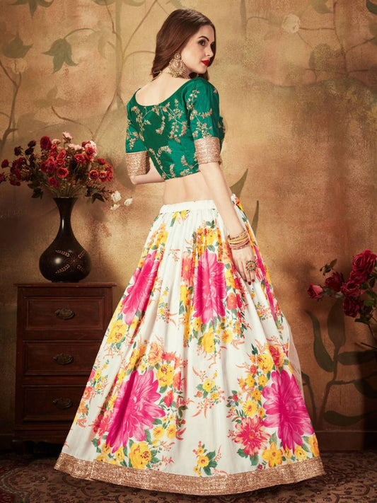 Diwali Festival Wear Printed Embroidery Sequins Worked Lehenga Choli
