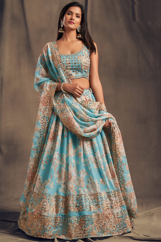 Beautiful Stylish Ready to Wear Flower Printed Lehengha Choli For Women's USA