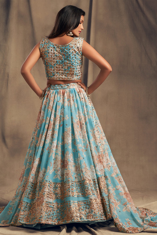 Beautiful Stylish Ready to Wear Flower Printed Lehengha Choli For Women's USA