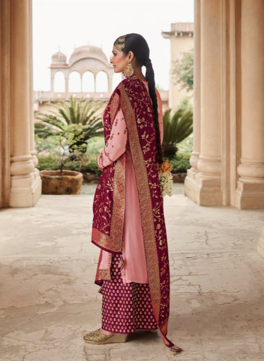 Yellow-Pink Color Indian Pakistani Designer Salwar Kameez Plazzo Suits