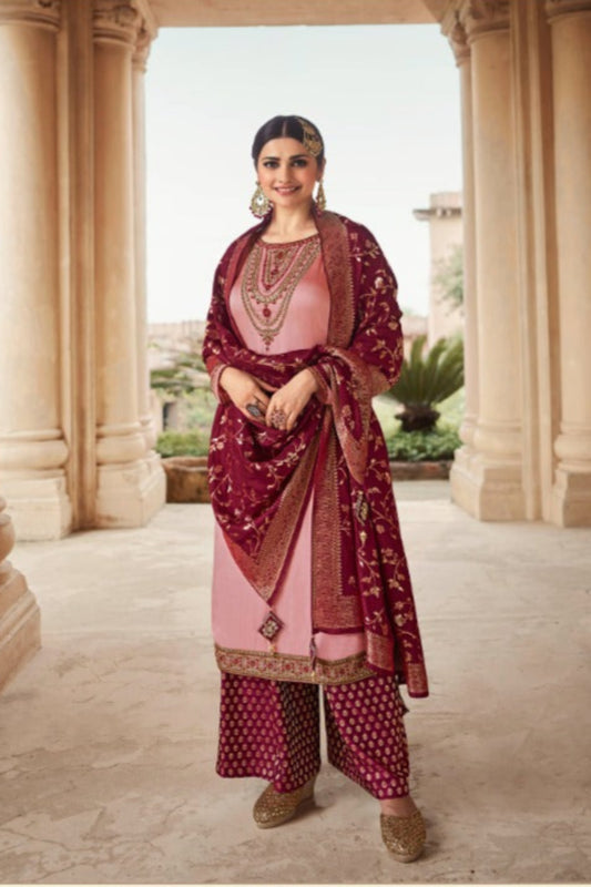 Yellow-Pink Color Indian Pakistani Designer Salwar Kameez Plazzo Suits