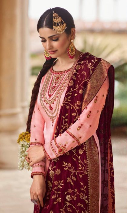 Yellow-Pink Color Indian Pakistani Designer Salwar Kameez Plazzo Suits