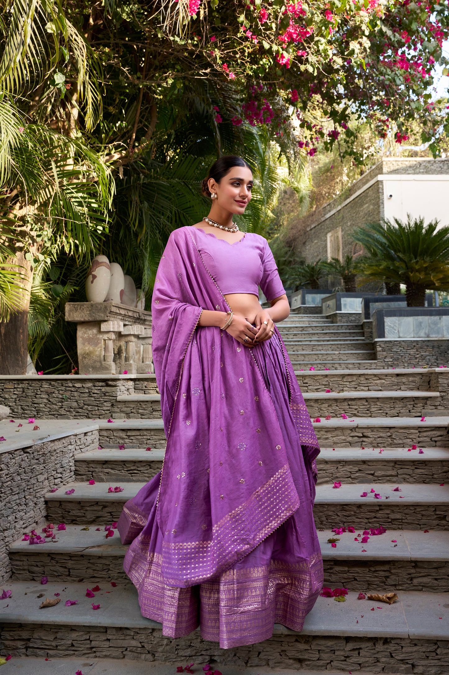 Lavender Color Wedding Functions Wear Embroidery Work Lehenga Choli