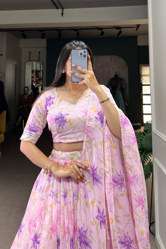 Sangeet Functions Wear Designer Pink Color Lehenga Choli With Dupatta