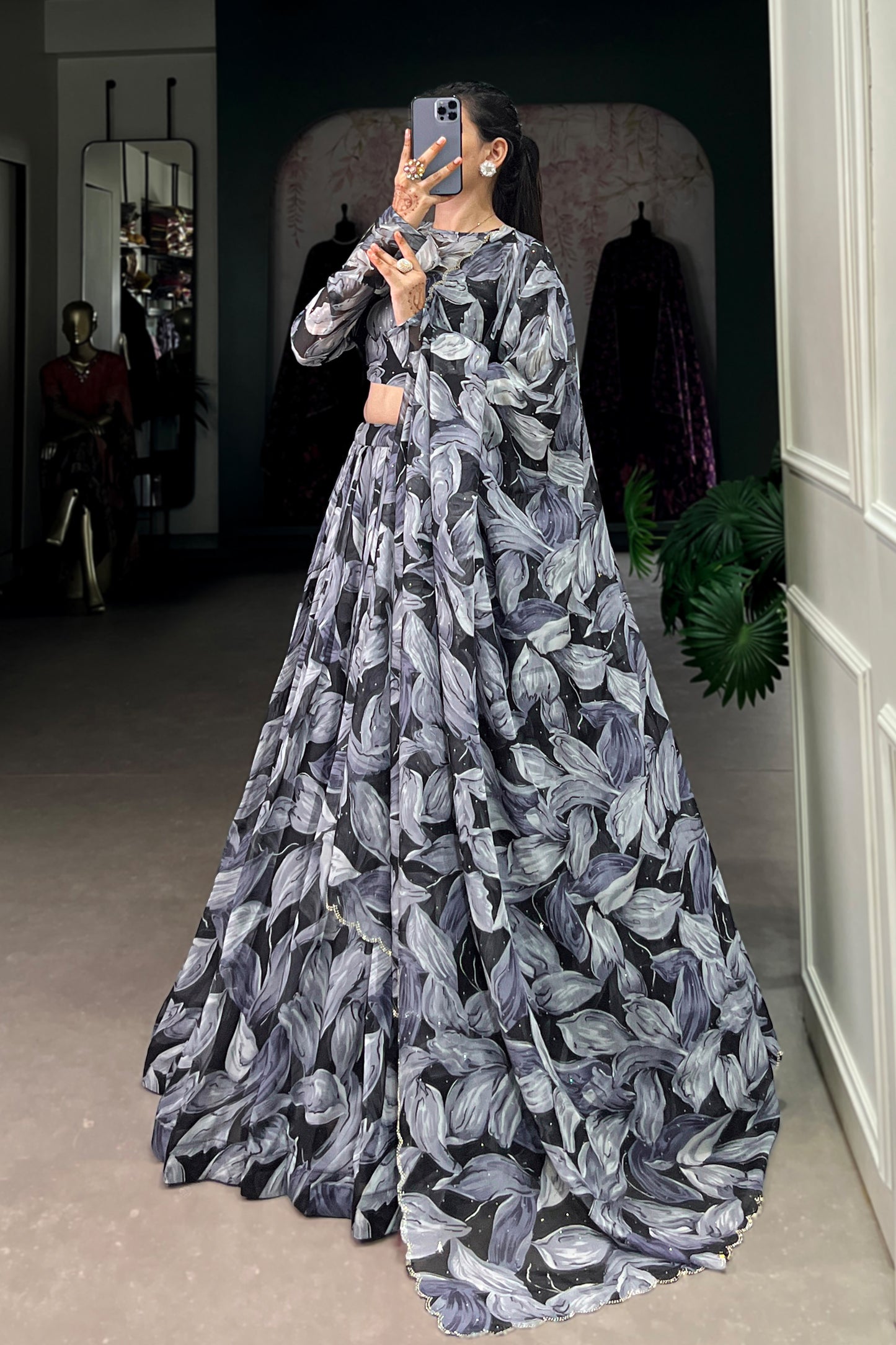 Indian Stylish Dola Silk Embroidery Work Lehenga Choli With Net Dupatta