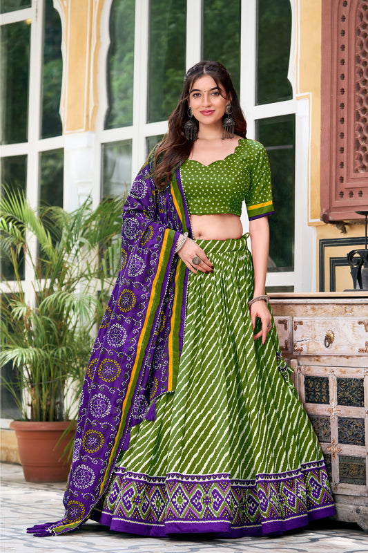 Gorgeous Green Color Fabric Outfit Lehenga Choli Dupatta