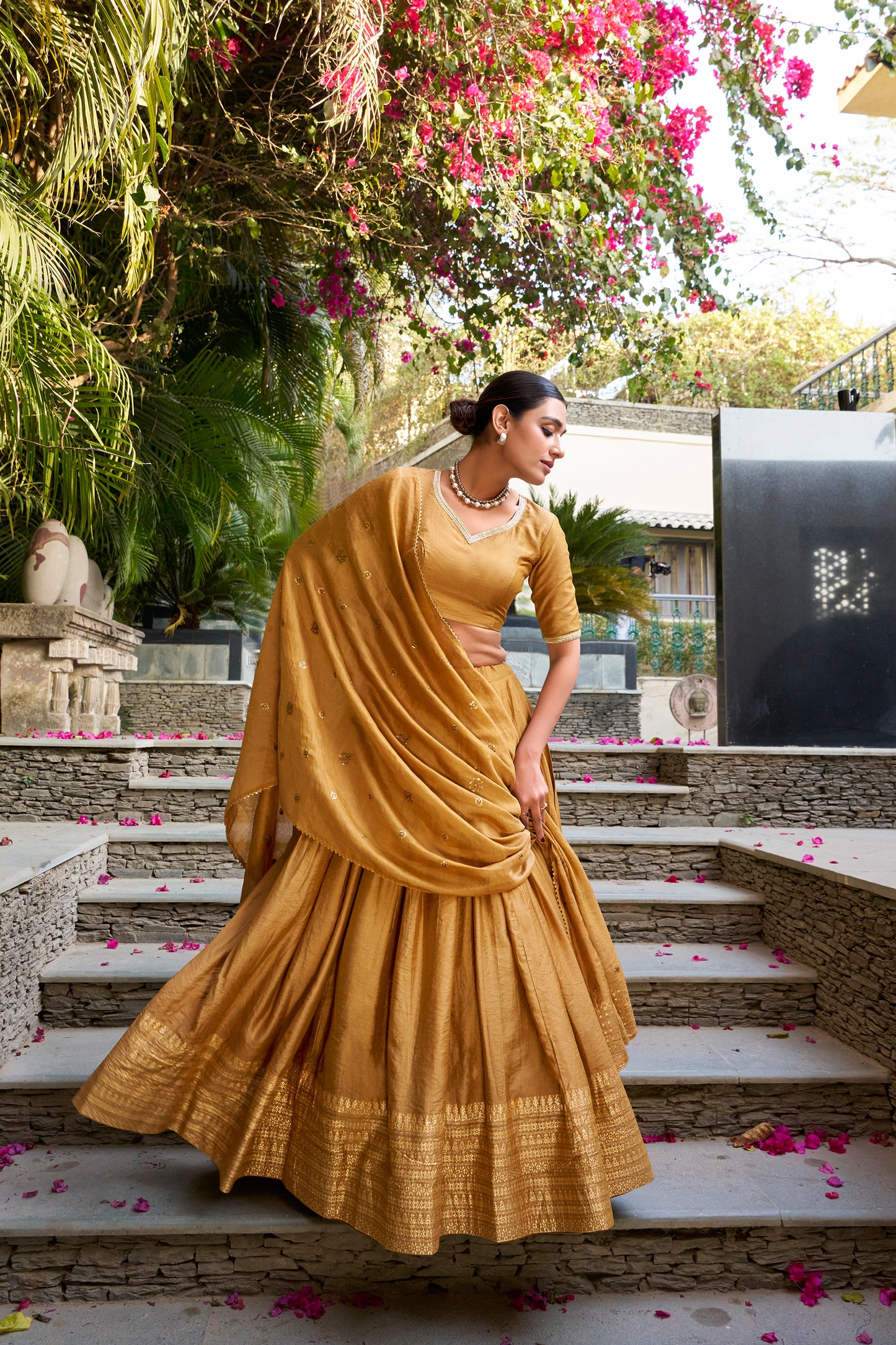 Designer Embroidery Work with Pure Chanderi Fabric Lehenga Choli