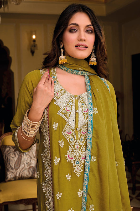 New Style Yellow Color Ready To Wear Salwar Kameez For Wedding-Festival