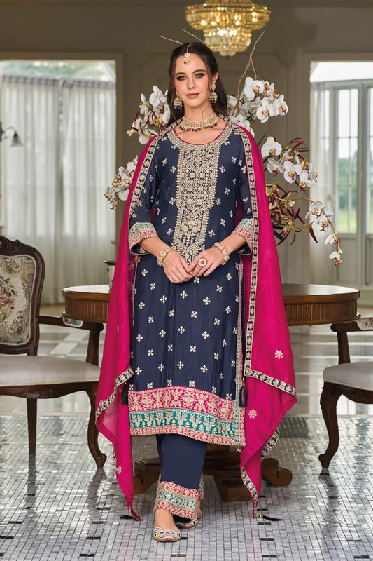 New Bollywood Designer Heavy Embroidery Work & Premium Silk Fabric Salwar Kameez