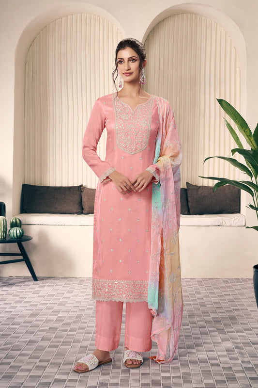 Casual Wear Salwar Kameez Pant Suit With Beautiful Dupatta