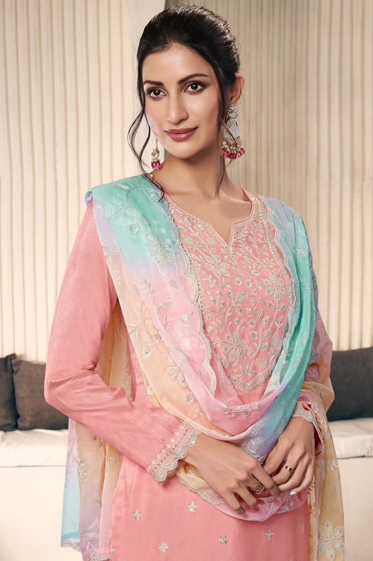 Casual Wear Salwar Kameez Pant Suit With Beautiful Dupatta