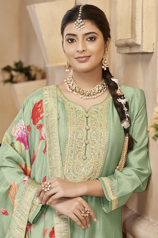 Indian Traditional Ready to Wear Embroidery Worked Anarkali Gown Dress