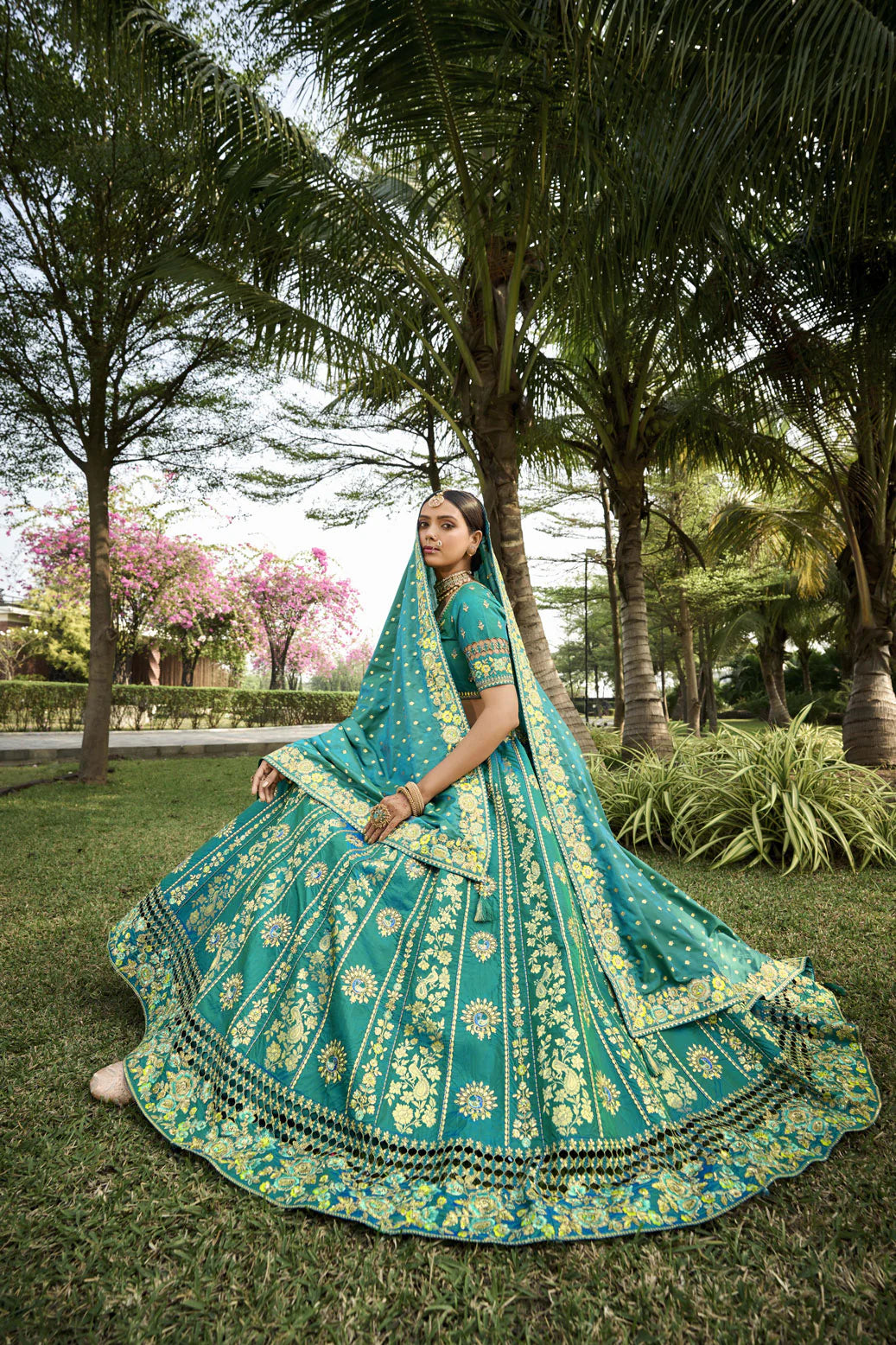 Gorgeous Banarasi Silk Fabric Ramadan Function Wear Fancy Lengha Choli