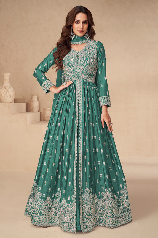 Ethnic Party Wear Readymade Anarkali Dupatta Gown Suit's Women's Wear Online USA
