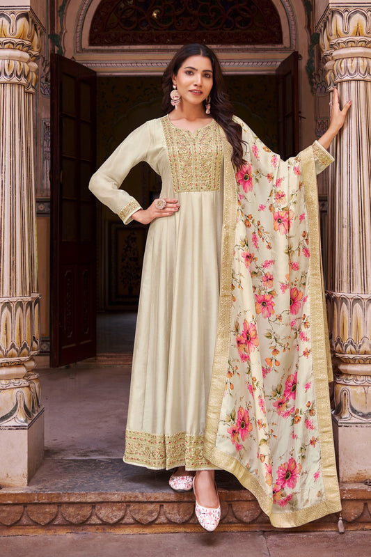 Wedding Function Party Wear Work Anarkali Full Flared Gown