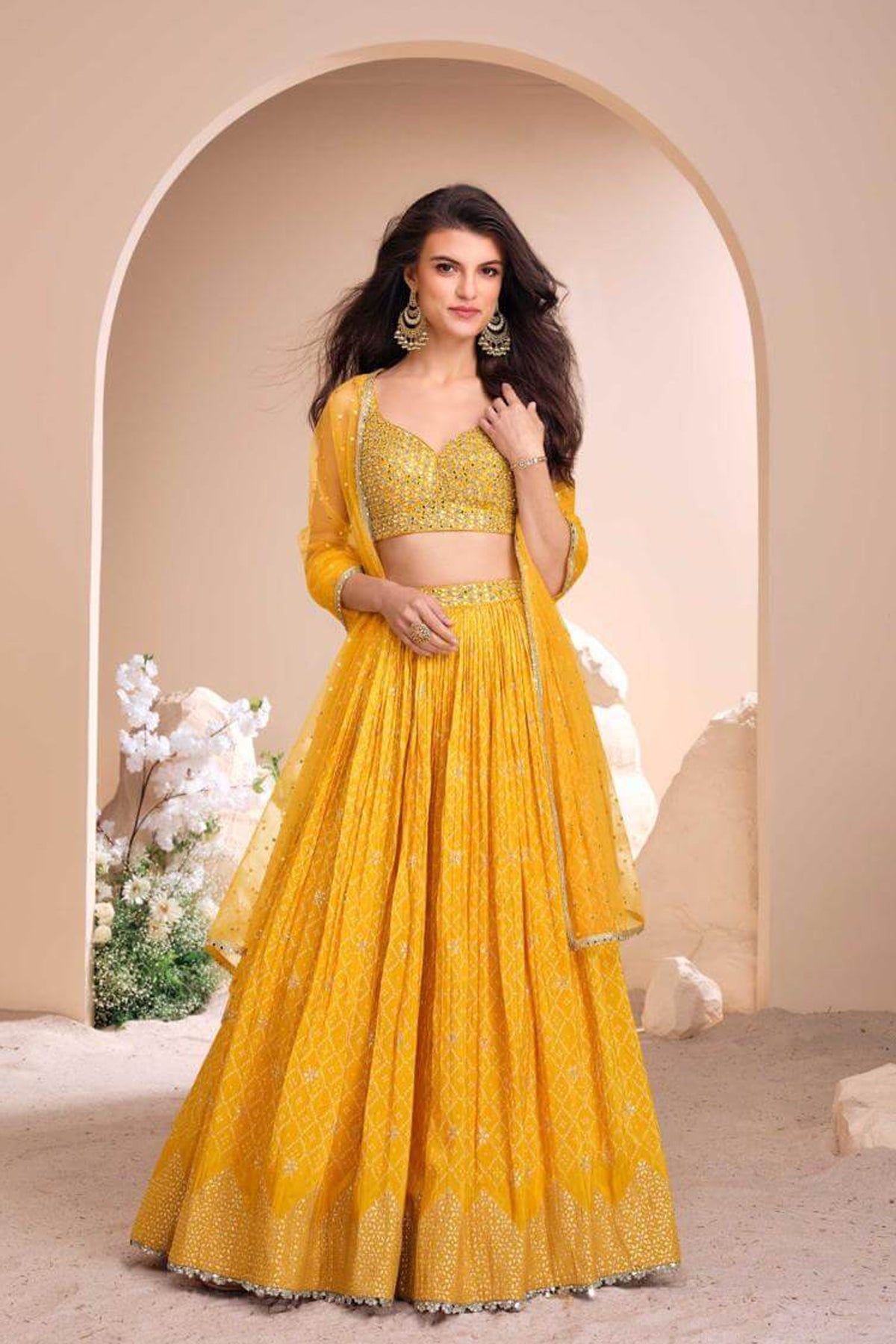 Mustard Yellow Designer Heavy Embroidered Jacquard Silk Lehenga Choli Sangeet, Haldi Ocassion Wear