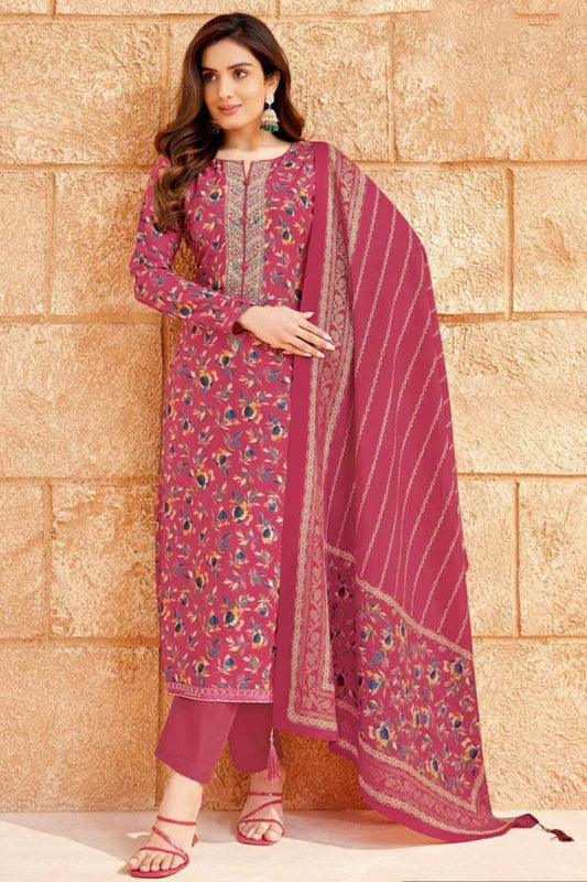 Designer Foil Print With Neck Embroidery Work Salwar Kameez Pant Suits