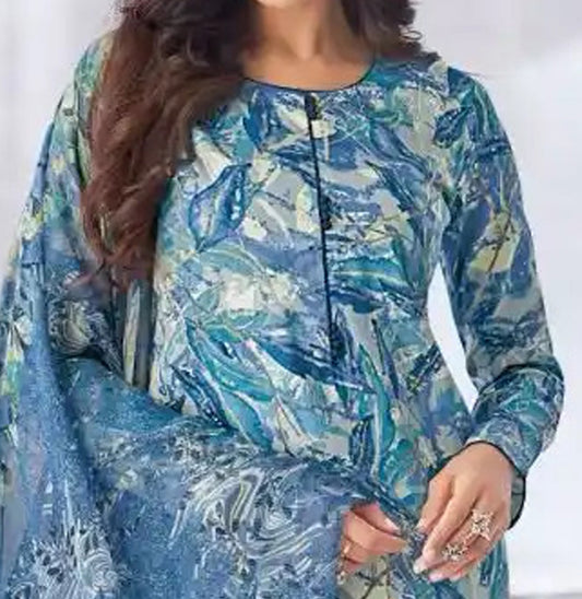 Indian Wedding Wear Pure Jam Satin Printed Salwar Kameez Pant Suit's