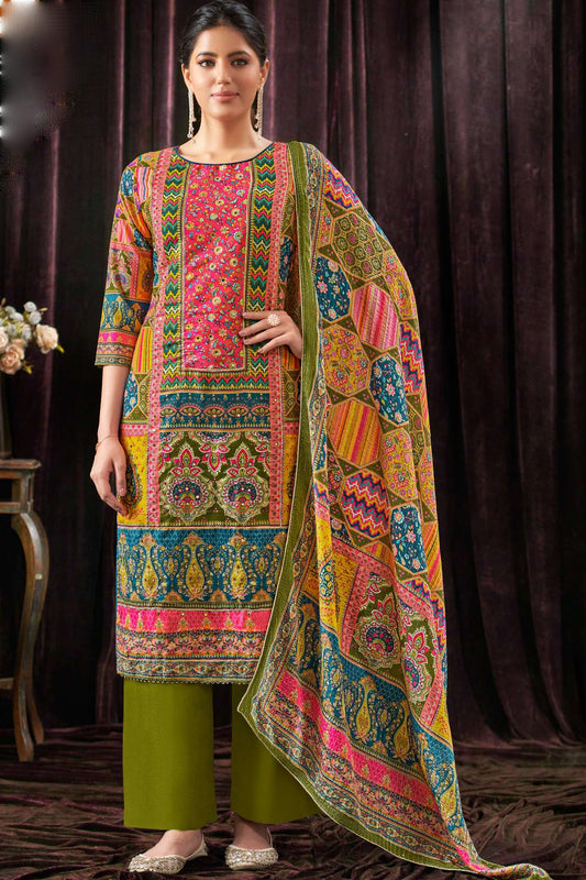 New Designed Pure Maslin Fabric Salwar Kameez Pant Suit's