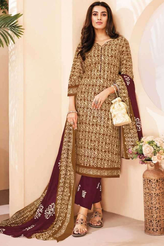 Stylish Women's Outfit Cotton Printed Worked Salwar Kameez Pant Suit's